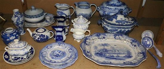 2 boxes blue and white ceramics